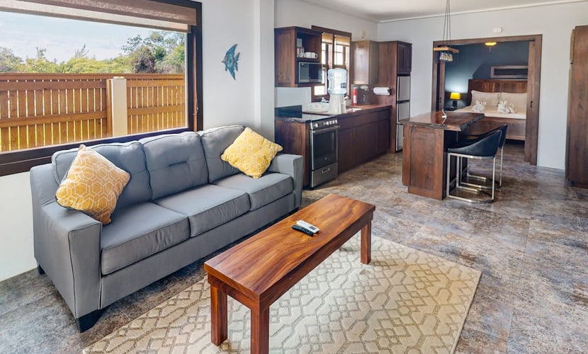 Beachfront suite with reef views - pool, bikes, canoes, dock, and grill access