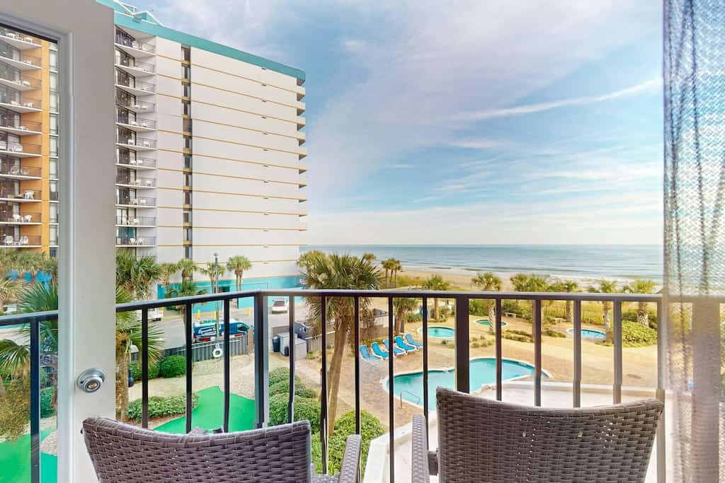 Fabulous ocean view condo with resort amenities, private balcony, & open layout