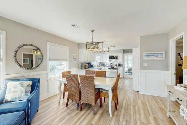 Waterfront home with dock, deck, firepit, grill, kitchen & wet bar
