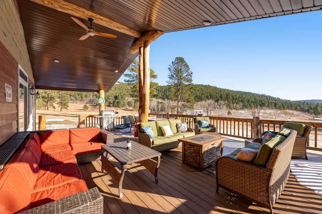 Escape to Whitegate Lodge, a stunning 6-bedroom retreat nestled in the Black Hills near Nemo. Perfect for large groups, this fully remodeled home features two kitchens, private loft spaces, and a relaxing hot tub. Enjoy valley views from the expansive deck, complete with a gas firepit and grill. Ideally located for outdoor adventures, you are just minutes from hiking trails and Dalton Lake. Experience the perfect blend of secluded mountain charm and modern comfort near Rapid City and Sturgis.
