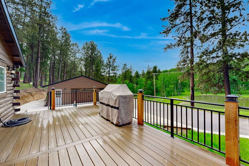 Escape to Two Bit Cabin, a newly remodeled retreat nestled in the heart of the Black Hills near Deadwood, South Dakota. This peaceful 2-bedroom cabin offers the perfect blend of modern comfort and rustic charm, featuring a private hot tub, a cozy gas fireplace, and a fully equipped kitchen. Relax on your spacious deck while taking in mountain views and watching wildlife at the adjacent catch and release fishing pond. Ideally located just 4 miles from Deadwood and a short drive from Sturgis, Spearfish, and Mount Rushmore, this home serves as the ultimate basecamp for your mountain adventures or a tranquil getaway.