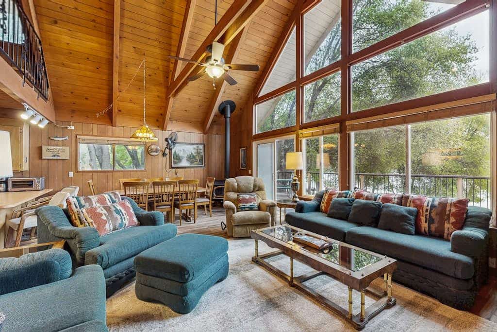Charming lakeside cabin with private beach, mountain views, and wood stove
