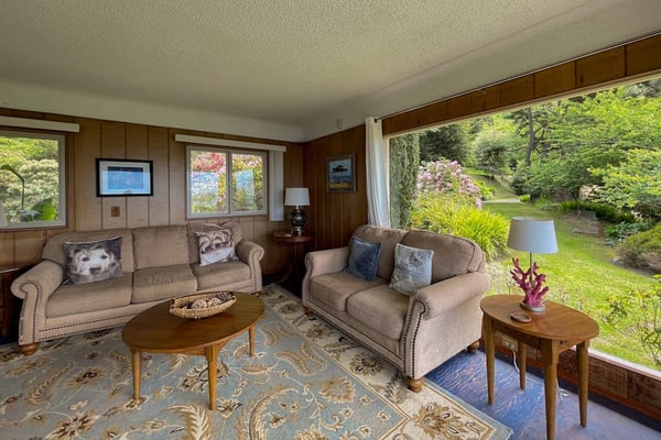Dog-friendly, waterfront home with ocean views, private hot tub & deck