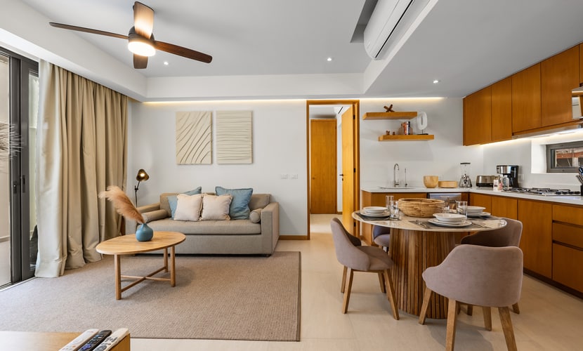 New Home 1BR condo in La Cruz with AC, pool, WiFi, balcony, and full kitchen.