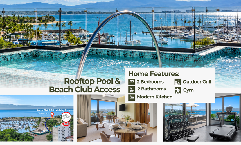 Marina View Condo w/ Rooftop Pool, Gym & Beach Club – La Cruz, sleeps 6