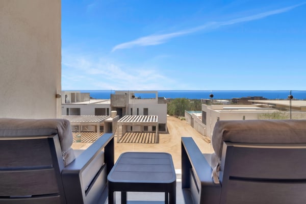 Enjoy this two-bedroom condo, thoughtfully designed with amazing ocean views
• One King bed, and two single beds
• Community Pool with ocean views and sun loungers
• Private balcony with outdoor furniture
• Business center
• Fitness center
• Fifteen minutes driving to Cabo San Lucas downtown
• Convenience stores nearby
• Pickle Ball courts nearby (not included)
• Fully equipped kitchen, smart TV, and AC
• 24/7 security and controlled access