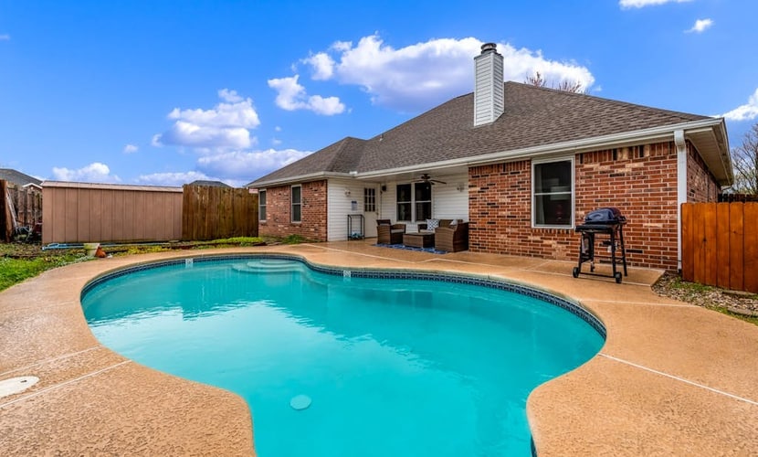 Pool at International-Inspired Home, Steps from Bentonville’s Best Trails