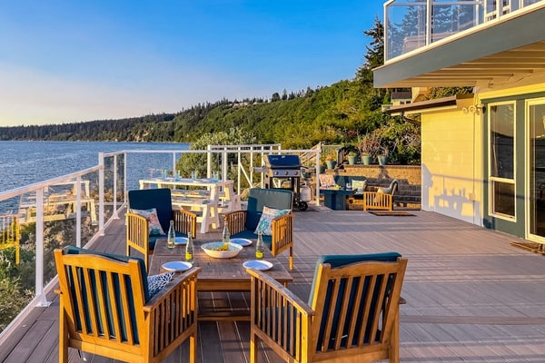 Waterfront paradise with private beach, hot tub, & sound views - dogs OK