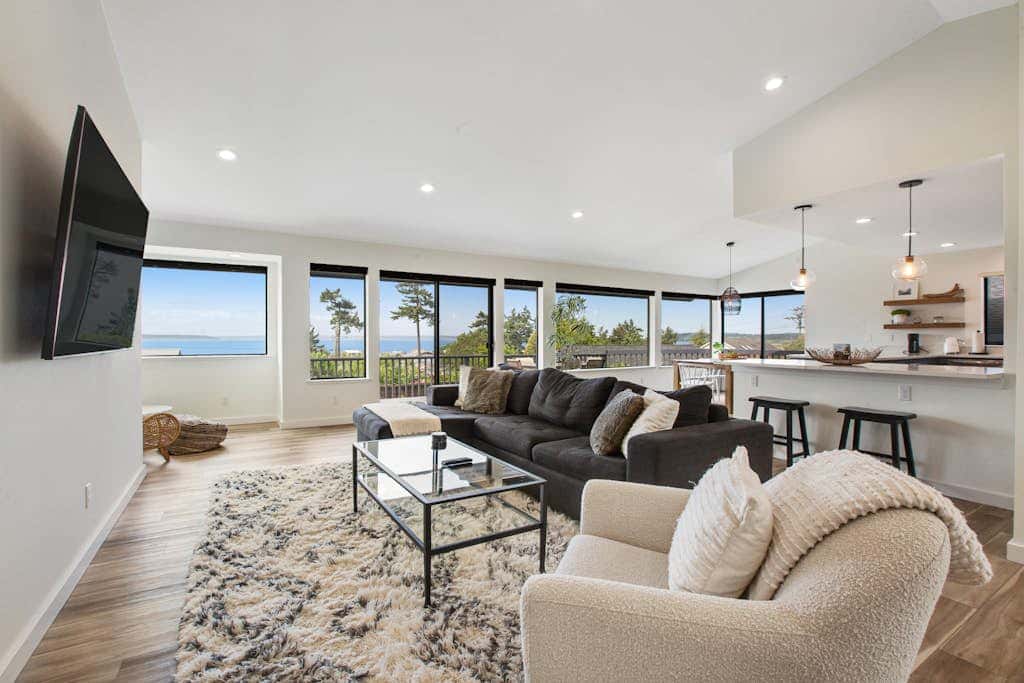 Coastal Coupeville Retreat with Water Views, Deck and Private Yard - Dogs Welcomed!