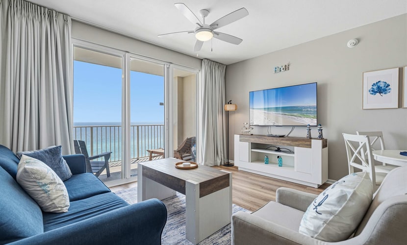 Wake up to breathtaking Gulf views from this beautifully updated 10th-floor Majestic Sun condo in Miramar Beach. Just steps from the beach, this condo offers a private balcony front ocean view, overlooking the emerald waters of the Gulf, perfect for morning coffee, dolphin watching, and unforgettable sunsets. Large sliding doors lead to the private balcony overlooking the Gulf, creating the perfect indoor-outdoor coastal experience. Many guests say the view from the balcony is even better in person than in the photos.