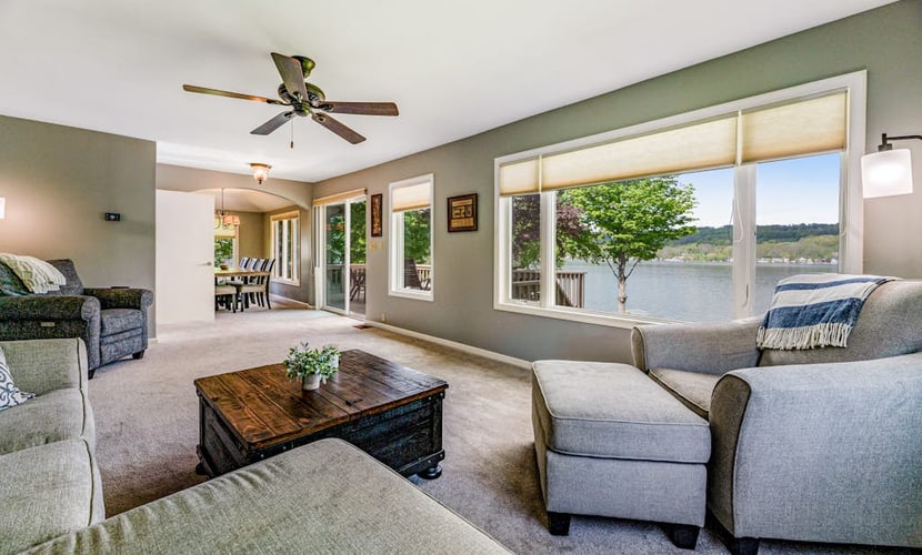 Lakefront gem with game room and dock - the house that almost floated away