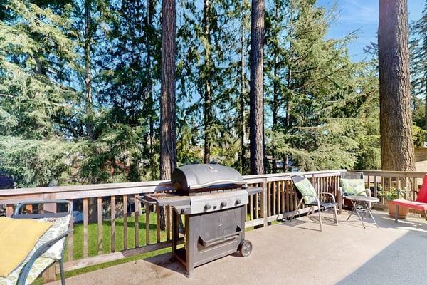 Cozy family-friendly house with a dedicated workspace and gas grill