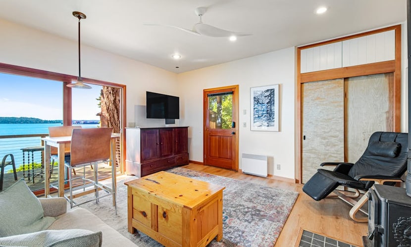 Dog-Friendly Soundfront Home w/Waterfront Deck, Beach Access, & Wood Stove