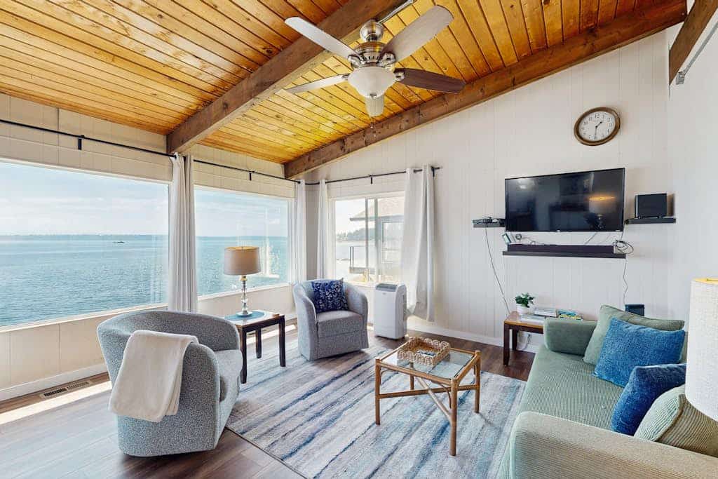 Tranquil waterfront getaway with inviting outdoor decks & beach access
