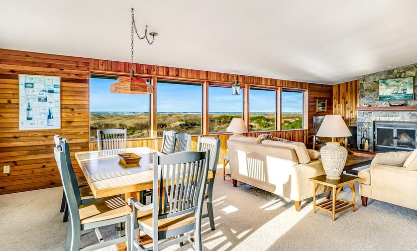 Private ocean view escape with large deck, WiFi, & wood-burning fireplace