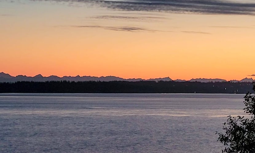 Soundside retreat with fireplace and sunrise views of Puget Sound & Mt. Baker