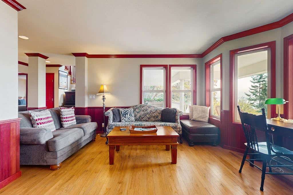 Beautiful home with foosball table, waterfront views, fireplace, basketball cour