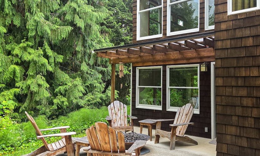 Private forest escape with creekside trails and firepit