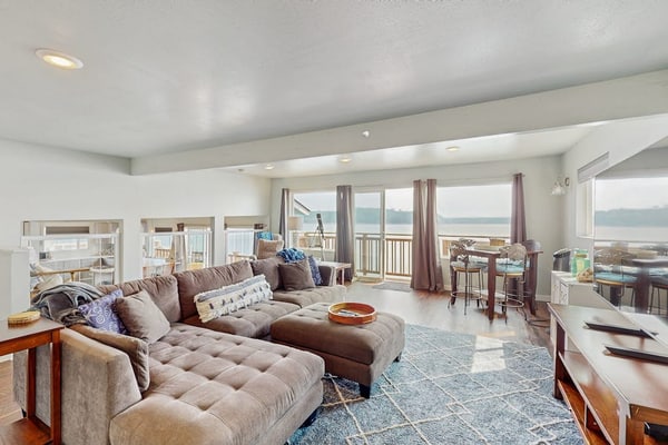 Charming water front home with amazing views, fire pit, and private deck