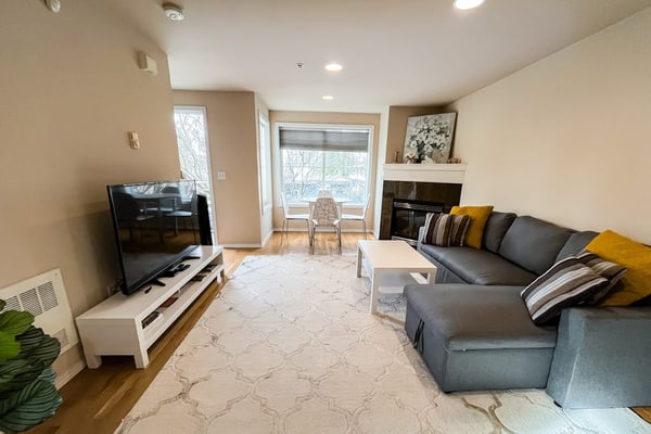 Corner Townhome with Deck, Tons of Natural Light, WiFi, & Gas Fireplace