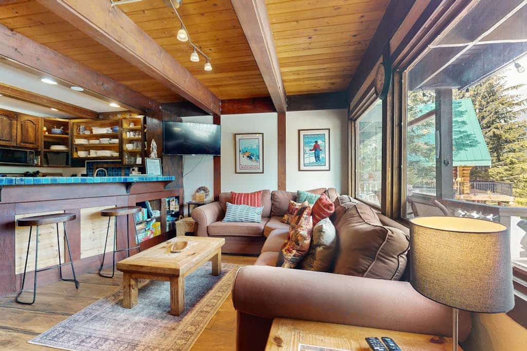 Ski-in/out A-frame duplex with deck, woodstove & firepit