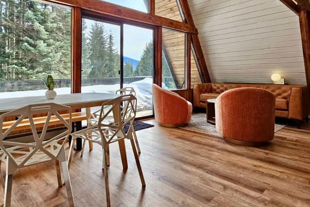Private, alpine modern A-frame near lake & lifts with firepit & wood stove