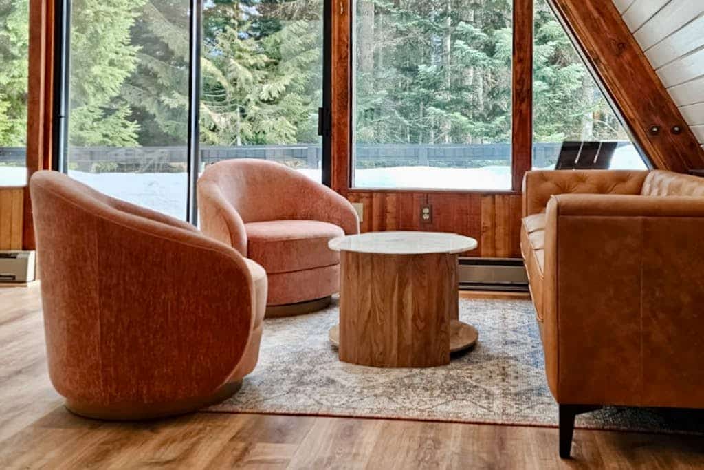 Private, alpine modern A-frame near lake & lifts with firepit & wood stove