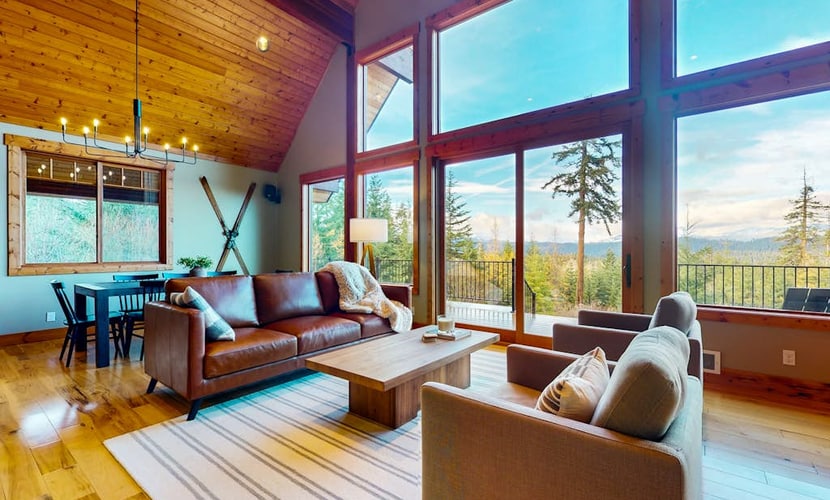 Modern mountain home with two cabins, hot tub & stunning views