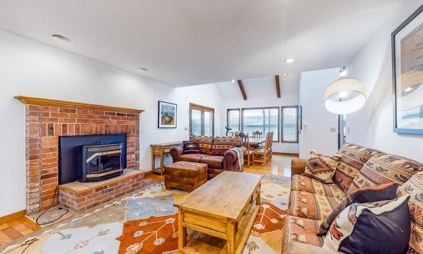 Water-view dog-friendly home near public beach access