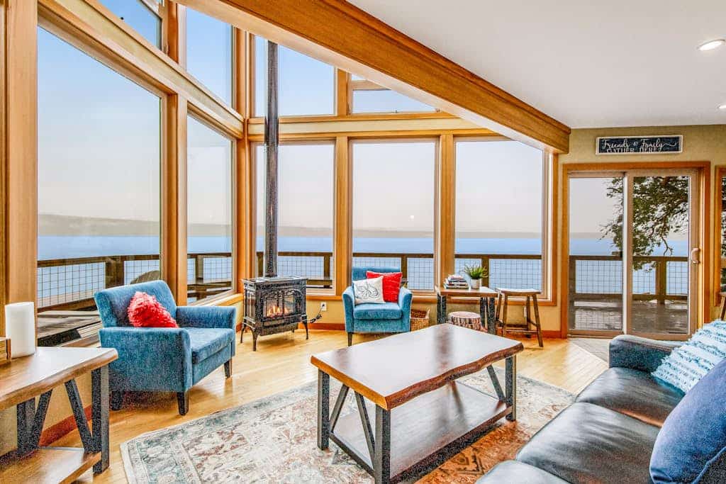 Stunning waterfront property with private beach, amazing views, and huge loft