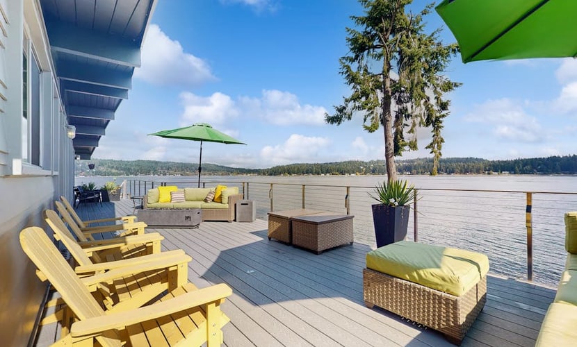 Waterfront home with a full kitchen, gas fireplace, W/D, & kayaks - views