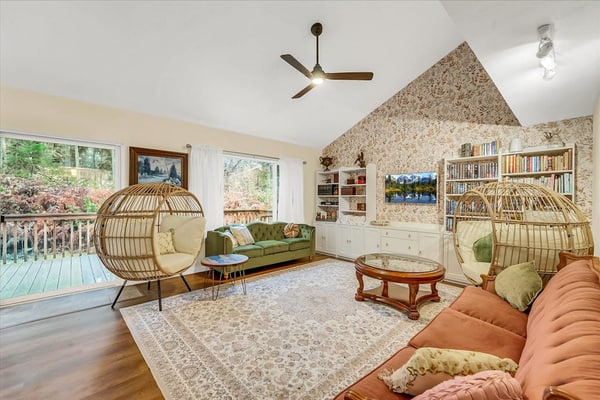 Dog-friendly storybook home in the trees with tennis, pickleball & beach access