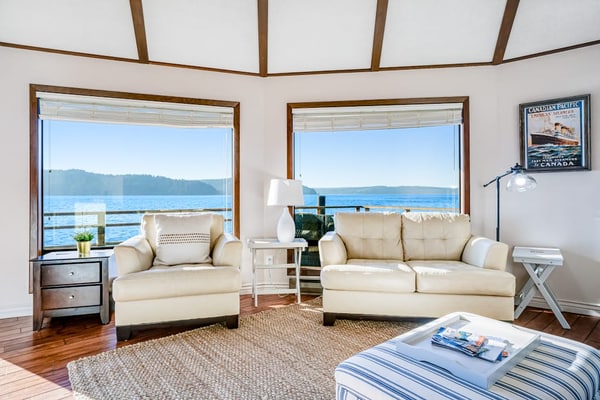 Waterfront home on Hood Canal with stunning view, deck, water access, & firepit