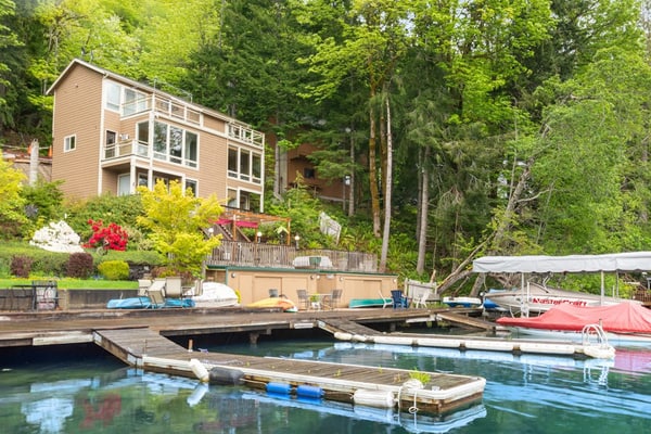 Spacious, 3-story lakefront condo with unmatched views, 2 decks, canoe & dock