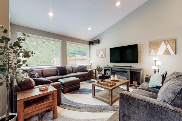 Inviting riverfront home with hot tub, firepit, W/D, & dog-friendly