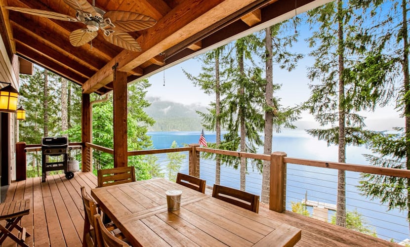 Inviting waterfront home with game room, mountain view & kayaks