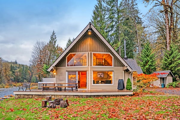 Riverfront Mountain Home w/ Private Hot Tub, Upgraded Kitchen, and Large Deck