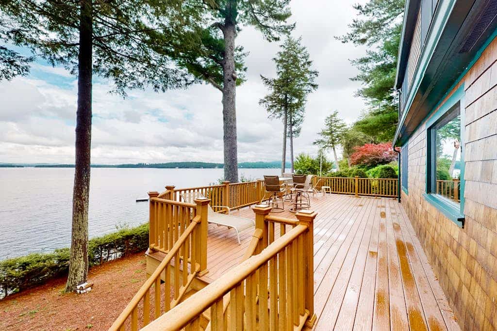 Lakeside cottage with Lake Winnipesaukee views & private boat dock, dog-friendly