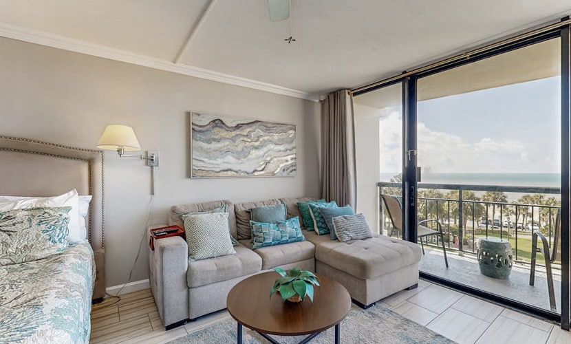 San Luis Resort studio with Gulf view, pool, hot tub, fitness room & firepit