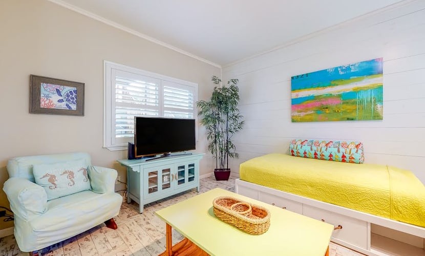Cheerful Condo w/ Shared Pool, WiFi, and Central AC - One Block From the Beach
