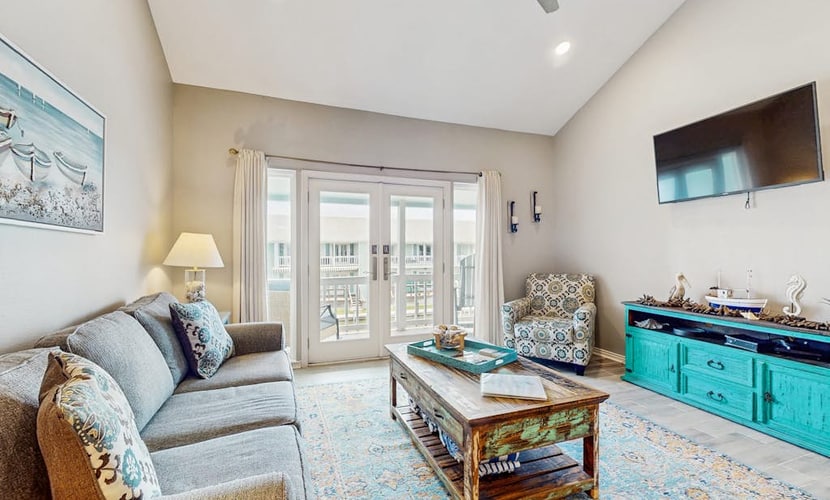 Inviting condo with private boat slip, pool, tennis, balcony, central AC, & W/D