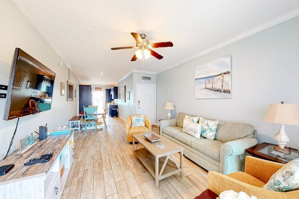 Updated gated getaway with pool & hot tub - 1 block to beach, short drive to downtown