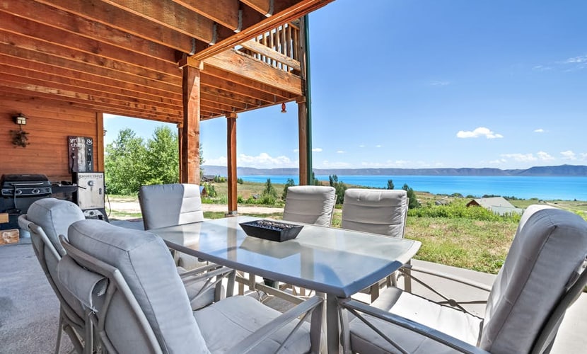 Cabin-style home with deck, patio, & amazing view - near Bear Lake