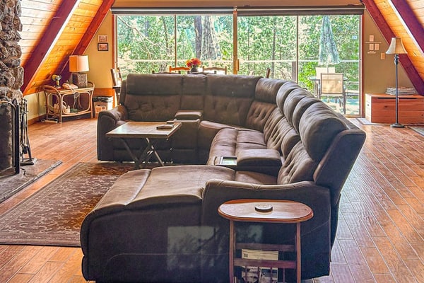 Three-story home in Willow Cove with 2 decks & great views - walk to Bass Lake