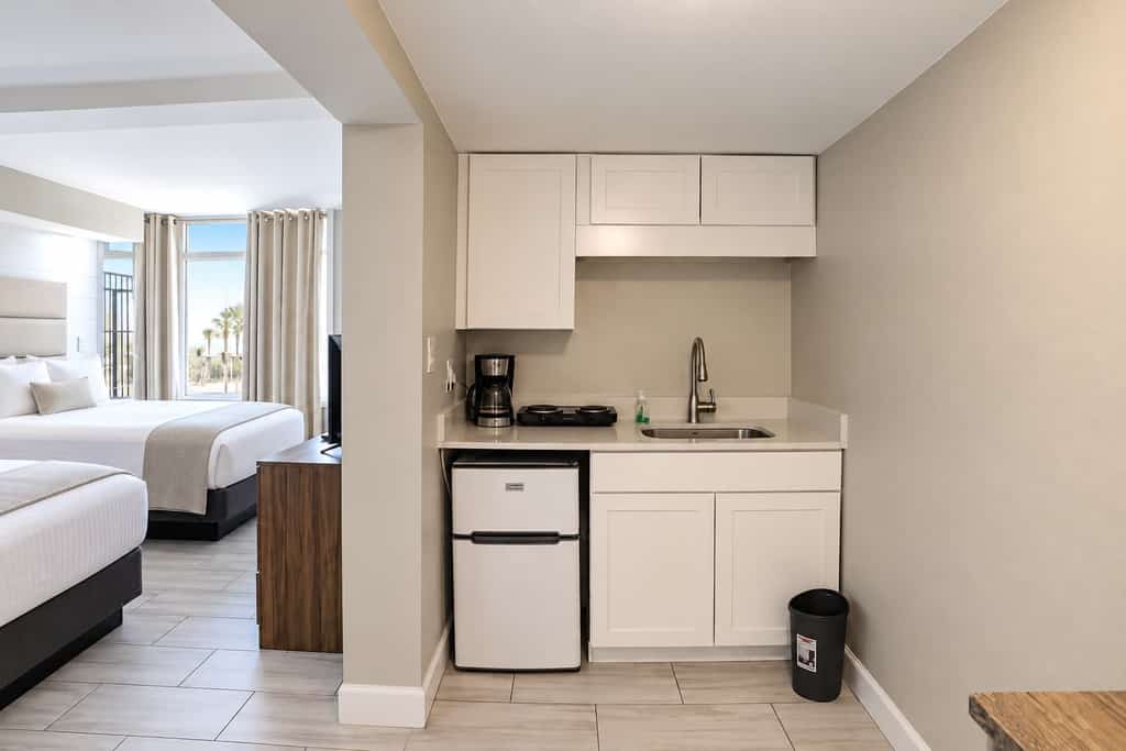 Enjoy a relaxing coastal escape at 300 Tenth, Unit 228, in this comfortable studio, ideally located near the ocean. The thoughtfully designed space features two queen beds, making it a great choice for couples, families, or small groups. A convenient kitchenette provides the essentials for preparing light meals, snacks, and drinks during your stay.

Spend your days enjoying the nearby beach or take advantage of the resort’s outdoor swimming pool. After a day in the sun, return to your private studio to relax and recharge. With comfortable accommodations, convenient resort amenities, and easy access to the ocean, this studio provides an inviting home base for your Myrtle Beach getaway.