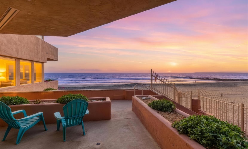 Beachfront 3BR, 2BA Pier 111 with pool, hot tub, gym, and ocean views.