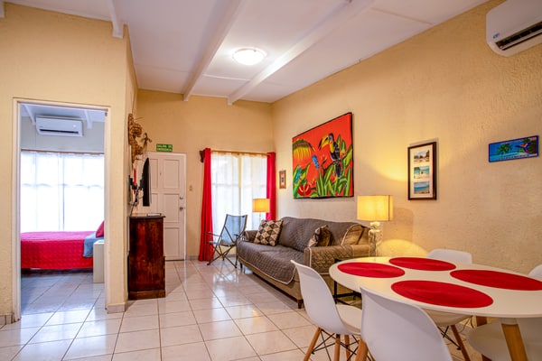 Discover the perfect getaway in our tropical-style apartment, located just steps from Jacó Beach and a short walk from the vibrant town center. Whether you’re here to surf the famous waves of Jacó Beach, enjoy thrilling adventures like zip-lining and ATV tours, explore nearby natural wonders such as Carara National Park or the Tarcoles River with its stunning wildlife, or immerse yourself in the town’s lively nightlife and delicious local cuisine, our colorful apartment is your ideal home base. With its warm ambiance and unbeatable location, you’ll experience the best of Jacó’s beauty and excitement all in one place. Book now and start your Costa Rican adventure!