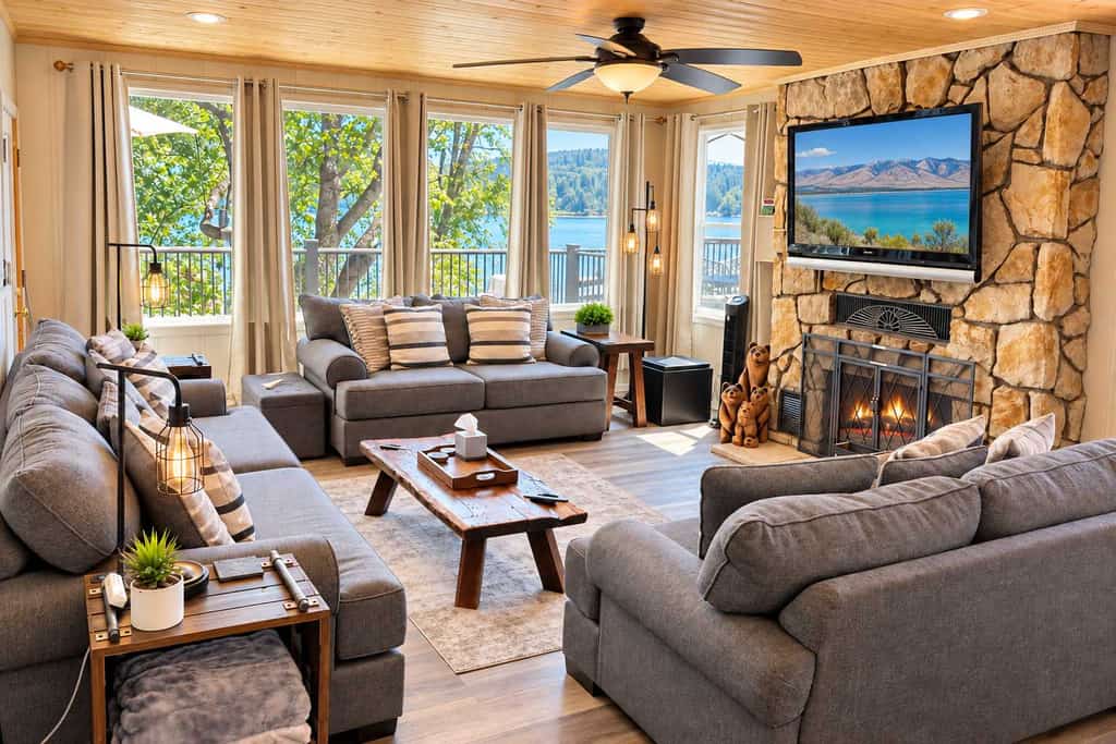 Welcome to Paradise Cove, your lake view retreat on Bass Lake. Wake to shimmering water views, launch a paddle or boat from your private dock, and gather on the rooftop deck for sunset dinners under the stars. This beautifully remodeled four-bedroom home was made for togetherness, with an open living area, a chef's kitchen, and comfortable room for ten. With Yosemite National Park just a short drive away, it is the perfect basecamp for lake days and mountain adventures alike.