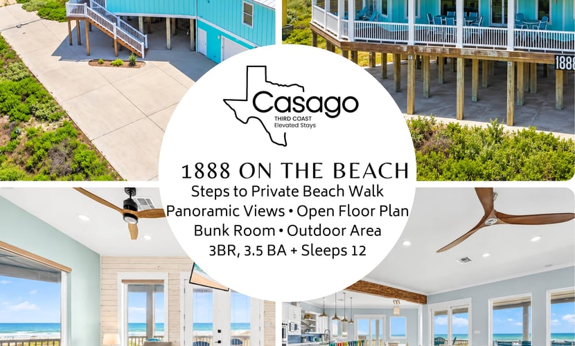 Welcome to A Sight for Shore Eyes, a spacious beachfront home in Port Aransas built for a big group. With three bedrooms, three and a half baths, and room for ten, everyone has space to spread out. Spend your days on the sand just steps away, grill out and dine on the wraparound deck with Gulf views, and gather back inside for easy island evenings. With Port Aransas dining, shops, and the beach all close by, it is a comfortable basecamp for a Gulf Coast getaway with family and friends.