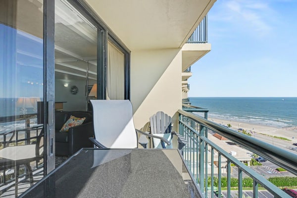 Welcome to San Luis Ocean View, your beachfront escape high above Galveston's Seawall. Step onto the private balcony to sweeping Gulf views, fall asleep to the sound of the surf, and wake to sunrises over the water. The open beach is just across the street, while the resort pool, hot tub, sauna, and fitness center wait downstairs. With a king bedroom, a queen sleeper sofa, and a full kitchen, this bright one-bedroom condo is the perfect home base for a Galveston getaway.